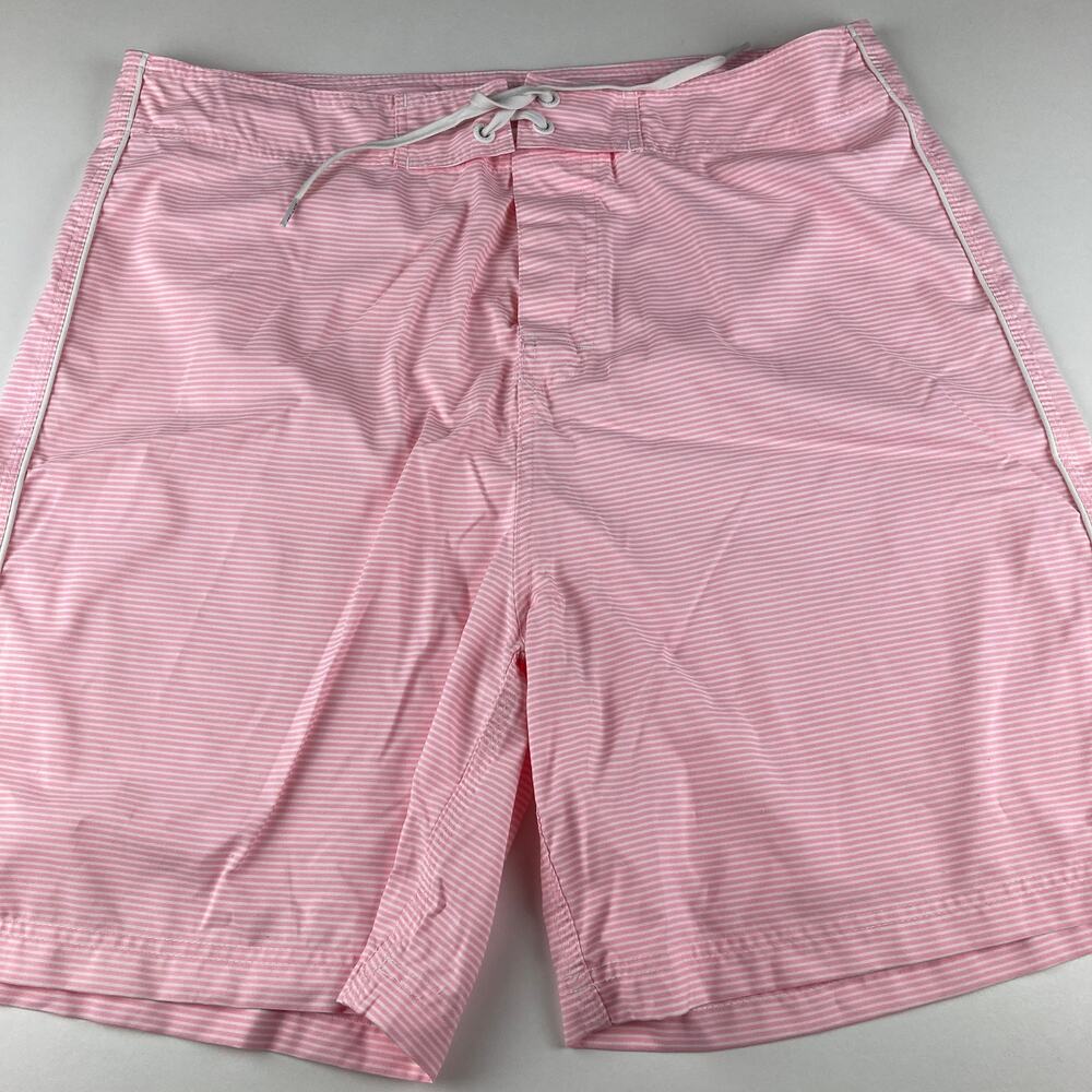 Island Company Pink White Stripe Swim Trunks Board Shorts Mens 36